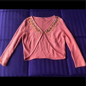Free people pink cropped embellished cardigan!